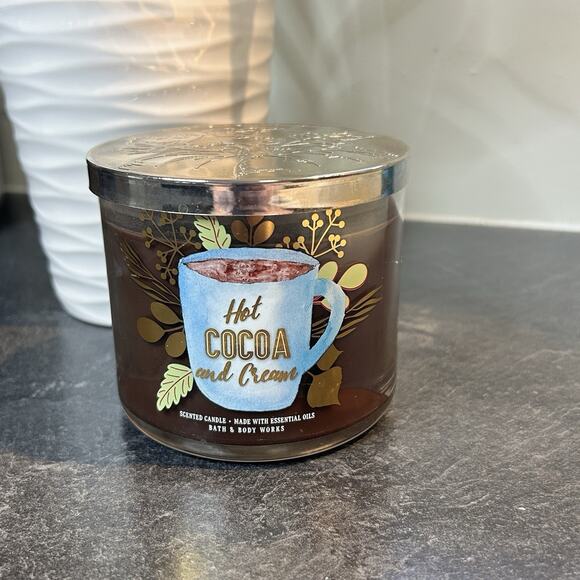 Bath & Body Works Other - NEW White Barn Bath & Body Works HOT COCOA AND CREAM 3 Wick‎ Candle